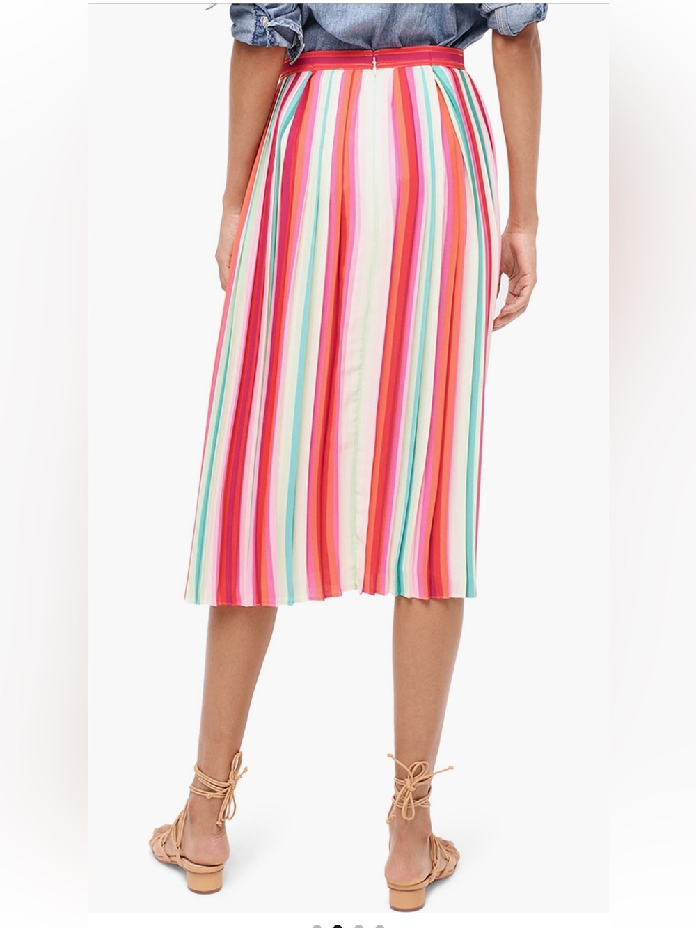 J.Crew J. crew Watermelon Stripe Pleat Skirt pleated pull on skirt size 10 NWT - Picture 3 of 4